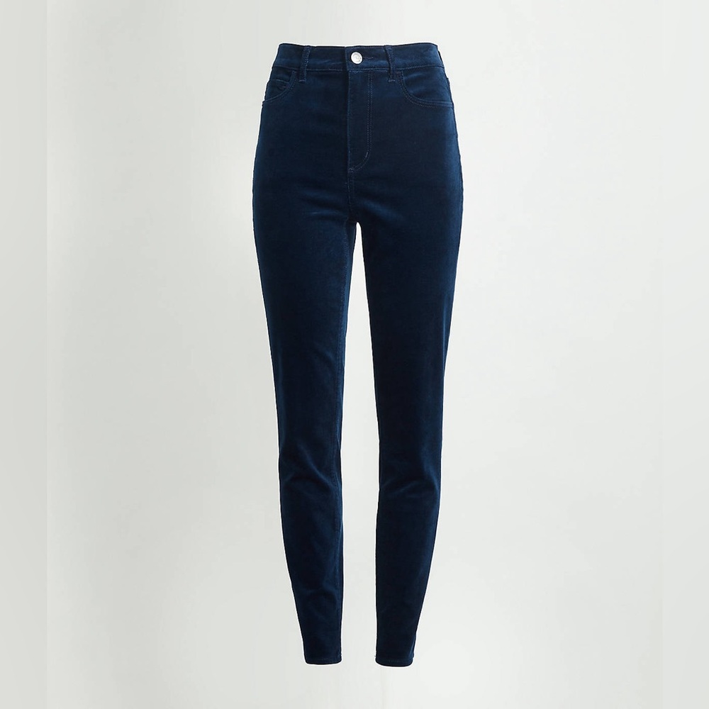 Loft Navy Velvet Velour Skinny Jeans